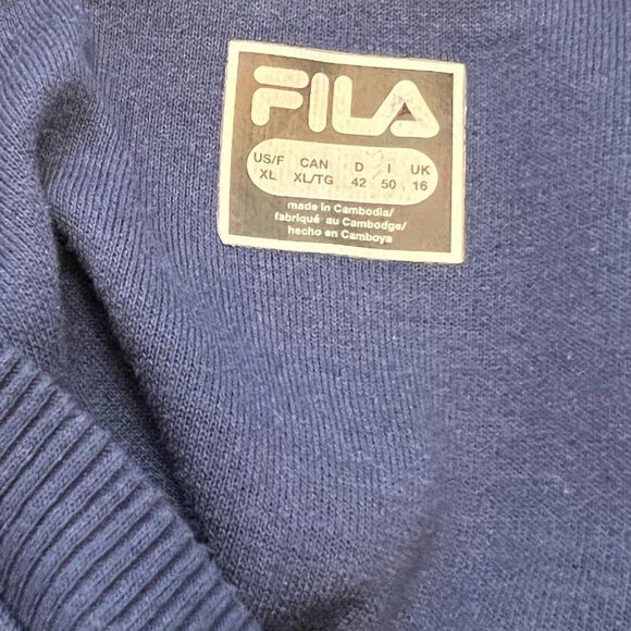 FILA Navy Graphic Loose Fit Pullover Jersey Knit Sweatshirt XL - Picture 7 of 8